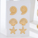 3-Pair Fashionable Casual Ocean-Style Earring Set Featuring Starfish