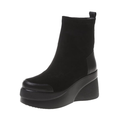 High-heeled wedge-heeled waterproof and warm cotton boots