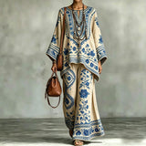 Women's Fashionable Loose-Fit Printed Long-Sleeve Set