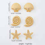 3-Pair Fashionable Casual Ocean-Style Earring Set Featuring Starfish