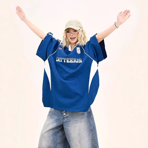 Retro Letter Short-Sleeve T-Shirt Women's Summer Sport