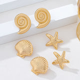 3-Pair Fashionable Casual Ocean-Style Earring Set Featuring Starfish