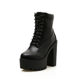 Block Heeled High Heeled High Heeled Ankle Boots