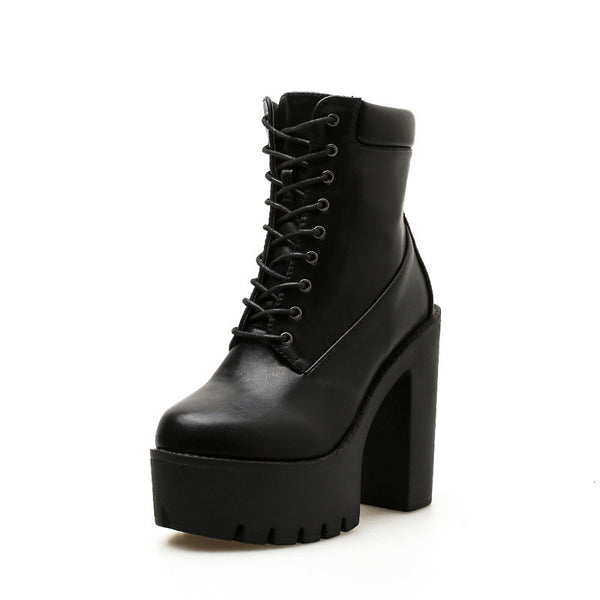Block Heeled High Heeled High Heeled Ankle Boots