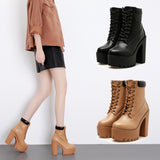 Block Heeled High Heeled High Heeled Ankle Boots
