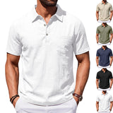 Men's Beach Linen Polo Shirt, Loose-Fit, Casual, Minimalist