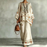 Women's Fashionable Loose-Fit Printed Long-Sleeve Set