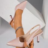 Elegant Pointed-Toe Shallow-Mouth Stiletto Heel Open-Back Closed-Toe High Heels