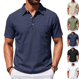 Men's Beach Linen Polo Shirt, Loose-Fit, Casual, Minimalist