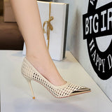 Women's French-style Beautiful High Heels All-match Shallow Mouth Hollow-out