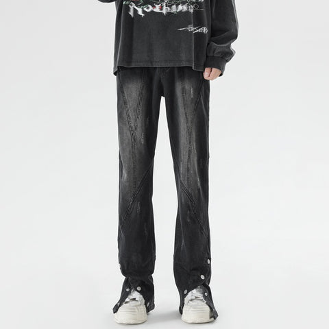 Fashion Wash Trousers Breasted Jeans Men