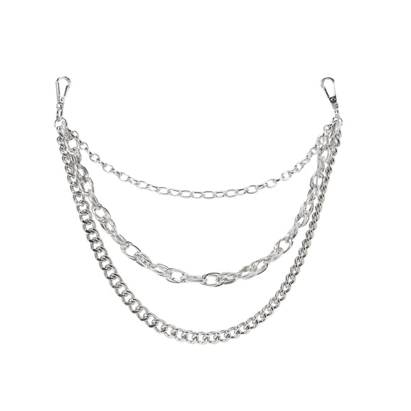 Hip Hop Fashion Pants Chain Men And Women Advanced Sense Multi Ring Silver Metal Chain Heavy Metal Industrial Style Jeans Hip-hop Accessories