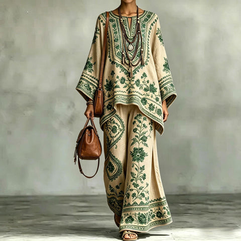 Women's Fashionable Loose-Fit Printed Long-Sleeve Set