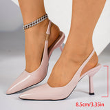 Elegant Pointed-Toe Shallow-Mouth Stiletto Heel Open-Back Closed-Toe High Heels