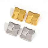 Geometric Embossed Cube Titanium Steel Earrings