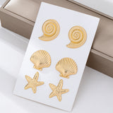 3-Pair Fashionable Casual Ocean-Style Earring Set Featuring Starfish