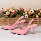 Elegant Pointed-Toe Shallow-Mouth Stiletto Heel Open-Back Closed-Toe High Heels