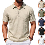 Men's Beach Linen Polo Shirt, Loose-Fit, Casual, Minimalist