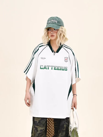 Retro Letter Short-Sleeve T-Shirt Women's Summer Sport