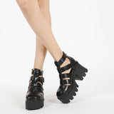 Beijing Hollow-out Roman Sandals Woven Vintage Breathable With Chunky Heels And Thick Soles
